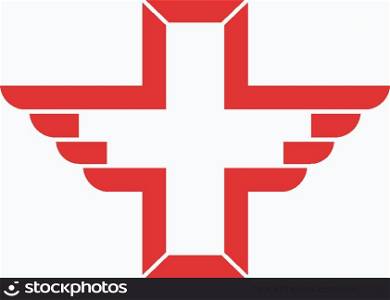 Vector wing cross health icon. cross aid. cross day design concept. Vector cross icon symbol shape illustration.