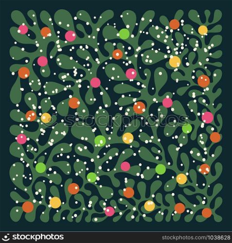 Vector winter background floral pattern. Christmas fir tree decoration