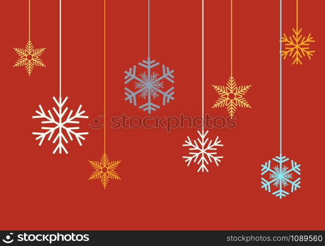 Vector Winter Background, snow hanging by a thread. Flat design