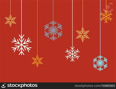 Vector Winter Background, snow hanging by a thread. Flat design