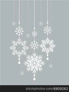 Vector winter background with beautiful various snowflakes, Christmas decoration