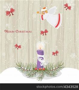 vector winter background with candle