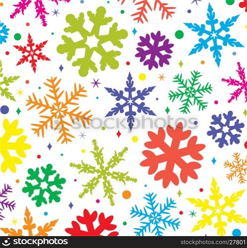 vector winter background with colorful snowflakes