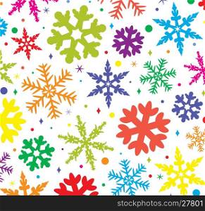 vector winter background with colorful snowflakes