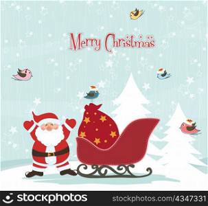 vector winter background with santa