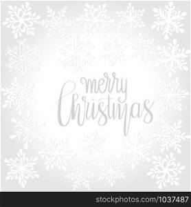 "Vector winter background with snowflakes and "merry christmas" lettering"