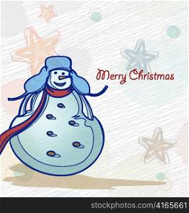 vector winter background with snowman