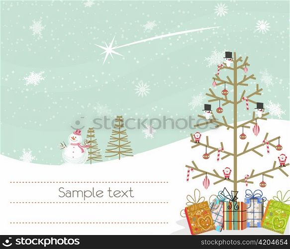 vector winter background with tree