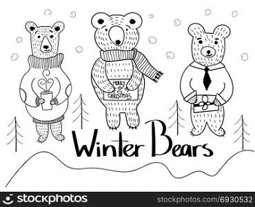 Vector Winter Bears