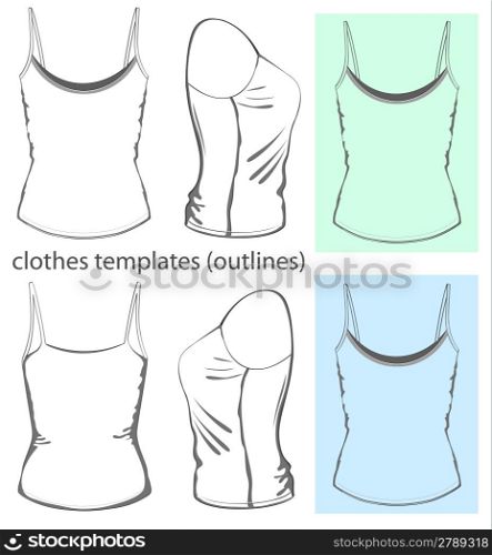 Vector woman undershirt design template (narrow straps).outline