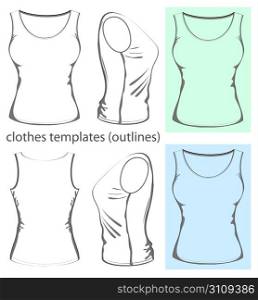 Vector woman undershirt design template. outline