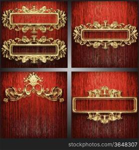 Vector wood and gold background set