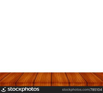 Vector wood table top on white background.. Vector wood table top on white background