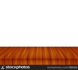 Vector wood table top on white background.. Vector wood table top on white background