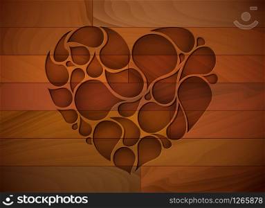 Vector wooden lovely heart background