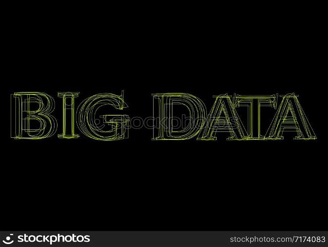 Vector word big data, green light on black background