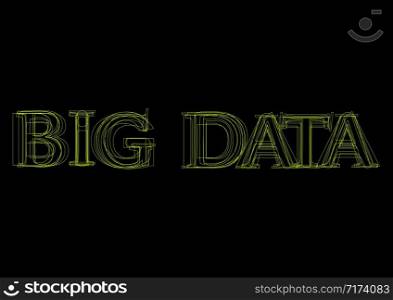 Vector word big data, green light on black background