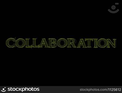 Vector word collaboration, green light on black background