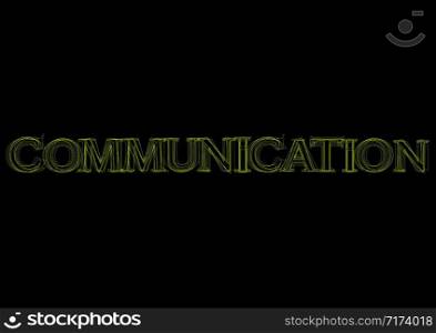 Vector word communication, green light on black background