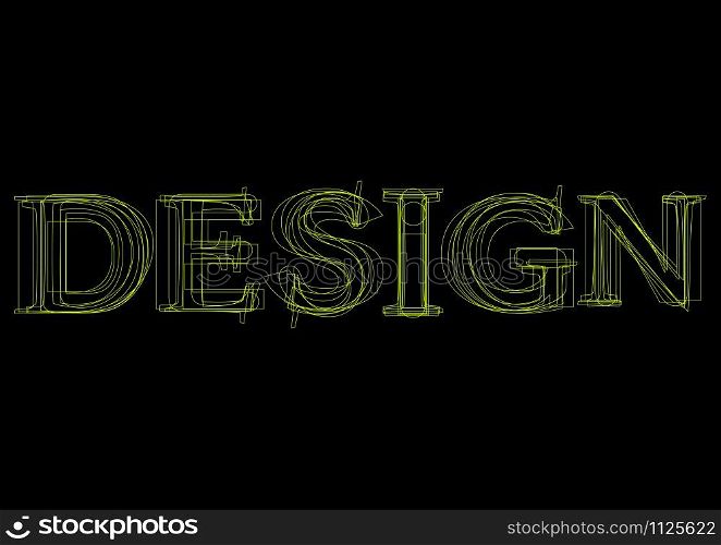 Vector word design, green light on black background