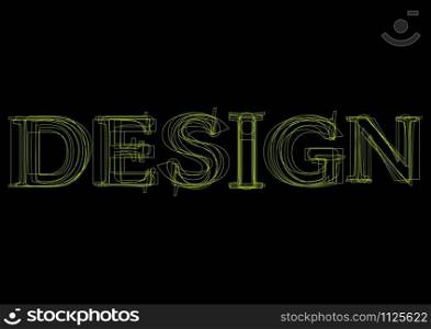 Vector word design, green light on black background