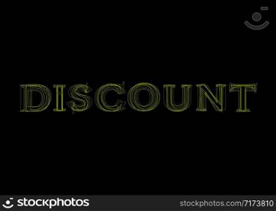 Vector word discount, green light on black background