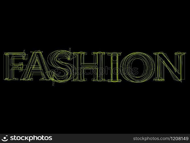 Vector word fashion, green light on black background
