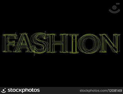 Vector word fashion, green light on black background