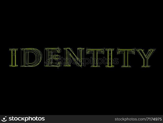 Vector word identity, green light on black background