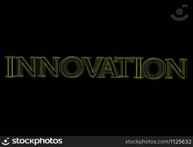 Vector word innovation, green light on black background