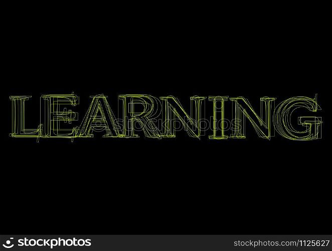 Vector word learning, green light on black background