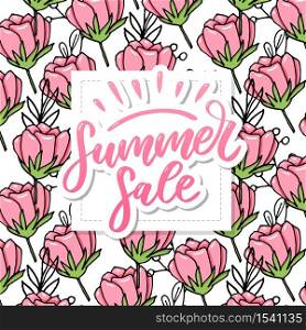Vector word sale .Letters made of flowers and leaves on a white background.. Vector word sale .Letters made of flowers and leaves Summer sale Holiday Flyer Banner Poster Summer sales