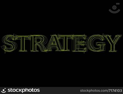 Vector word strategy, green light on black background