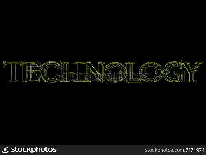 Vector word technology, green light on black background
