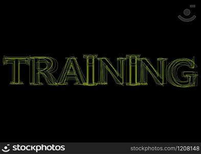 Vector word training, green light on black background