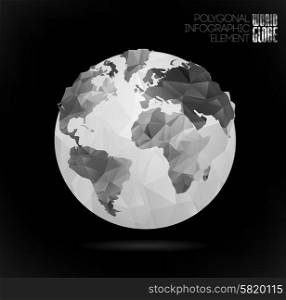 Vector world globe, 3d triangular map of the earth. Modern elements of info graphics. World Map