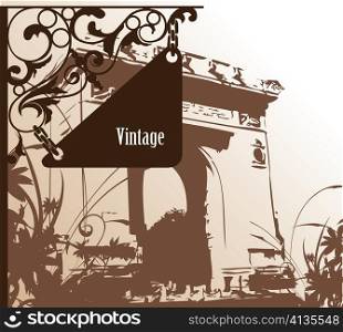 vector wrought iron sign with background