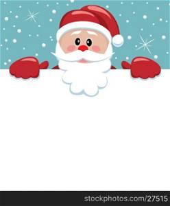 vector xmas illustration of santa holding blank paper for your text