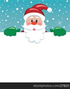 vector xmas illustration of santa holding blank paper for your text