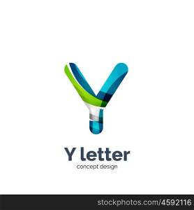 Vector Y letter logo, modern abstract geometric elegant design, shiny light effect. Created with flowing waves