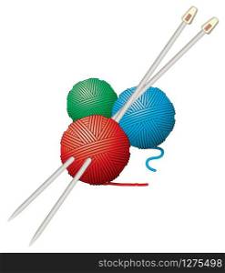 vector yarn balls and needles