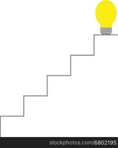 Vector yellow light bulb on top of stairs.