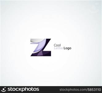 Vector Z alphabet letter logo. Created with transparent colorful overlapping geometric shapes, waves and flowing elements