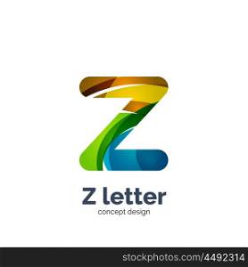 Vector Z letter logo, modern abstract geometric elegant design, shiny light effect. Created with flowing waves