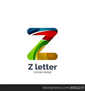 Vector Z letter logo, modern abstract geometric elegant design, shiny light effect. Created with flowing waves