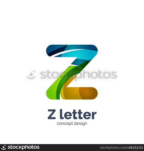 Vector Z letter logo, modern abstract geometric elegant design, shiny light effect. Created with flowing waves