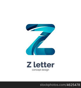 Vector Z letter logo, modern abstract geometric elegant design, shiny light effect. Created with flowing waves