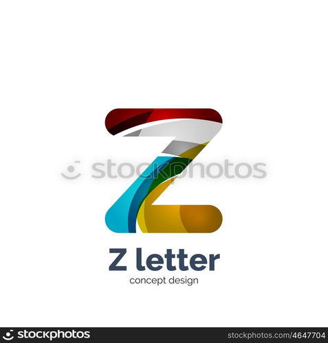 Vector Z letter logo, modern abstract geometric elegant design, shiny light effect. Created with flowing waves