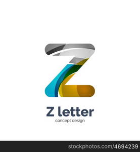 Vector Z letter logo, modern abstract geometric elegant design, shiny light effect. Created with flowing waves