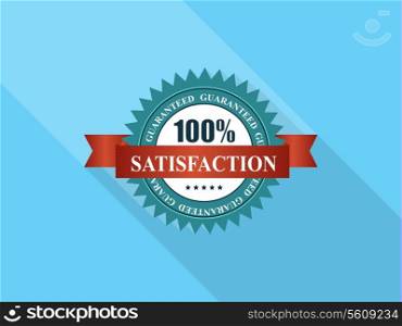 Vector100% Satisfaction Label with Red Ribbon.